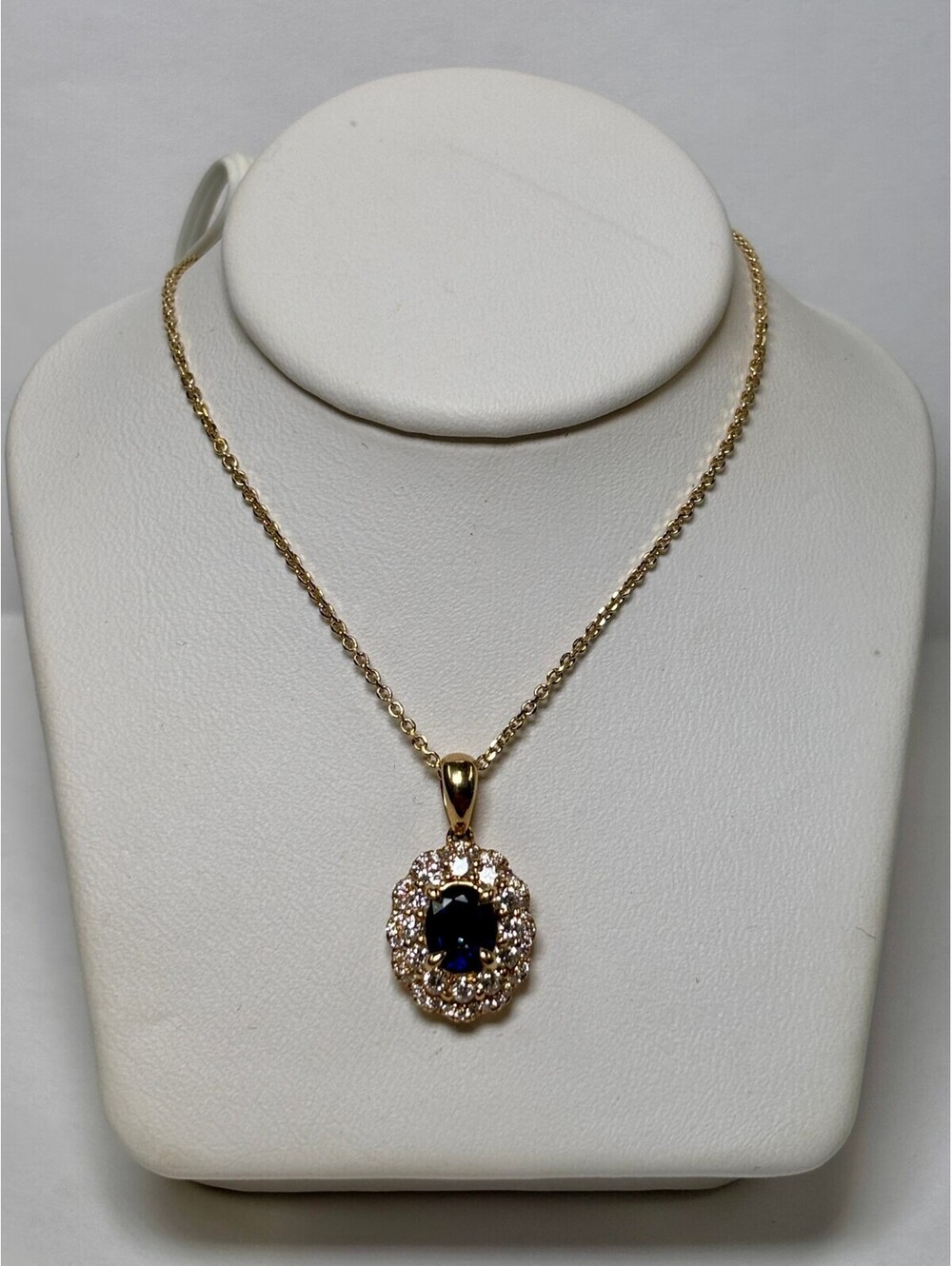 14k Yellow Gold Sapphire and Diamond Necklace
